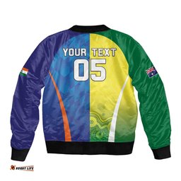 Custom Australia And India Cricket Bomber Jacket Ashoka Chakra With Aboriginal LT05