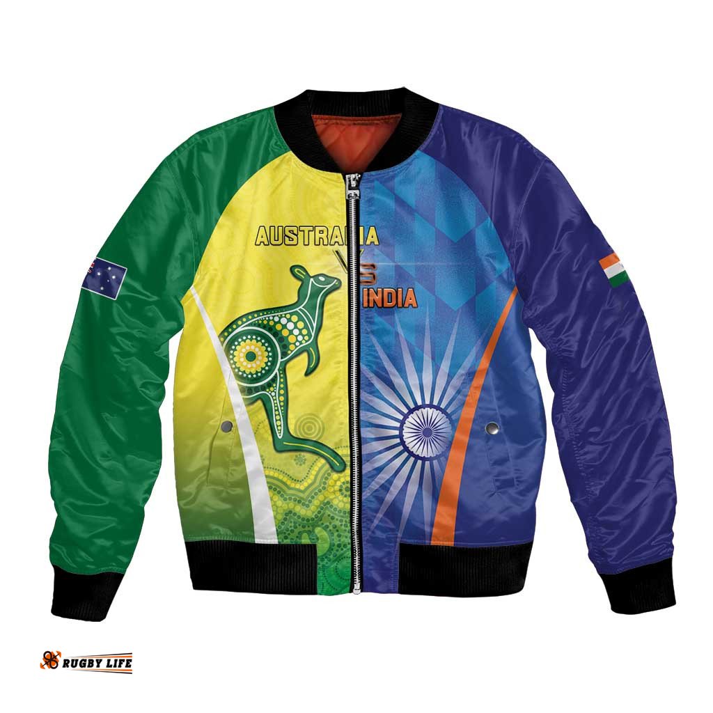 Custom Australia And India Cricket Bomber Jacket Ashoka Chakra With Aboriginal LT05