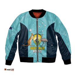 Custom Bowls Australia Bomber Jacket Teal Color Curve Sporty LT14