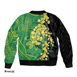 Australia Golden Wattle Bomber Jacket Aussie Native Flowers Indigenous Art LT14