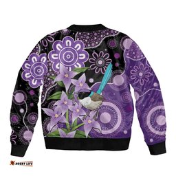 Australia Epilepsy Awareness Bomber Jacket Purple-crowned Fairywren Boronia Aboriginal LT14
