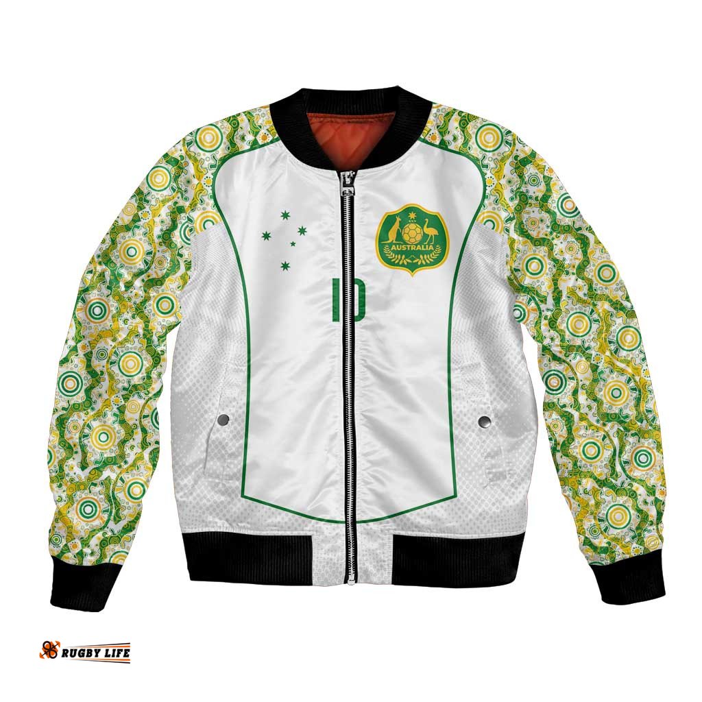 Custom Australia Football Bomber Jacket Aboriginal Pattern Sporty Style-White Color LT03