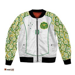Custom Australia Football Bomber Jacket Aboriginal Pattern Sporty Style-White Color LT03