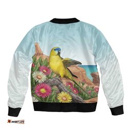 Australia Rock Parrot Bomber Jacket Pigface Carpobrotus Rocky Island Vibes LT14