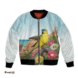 Australia Rock Parrot Bomber Jacket Pigface Carpobrotus Rocky Island Vibes LT14