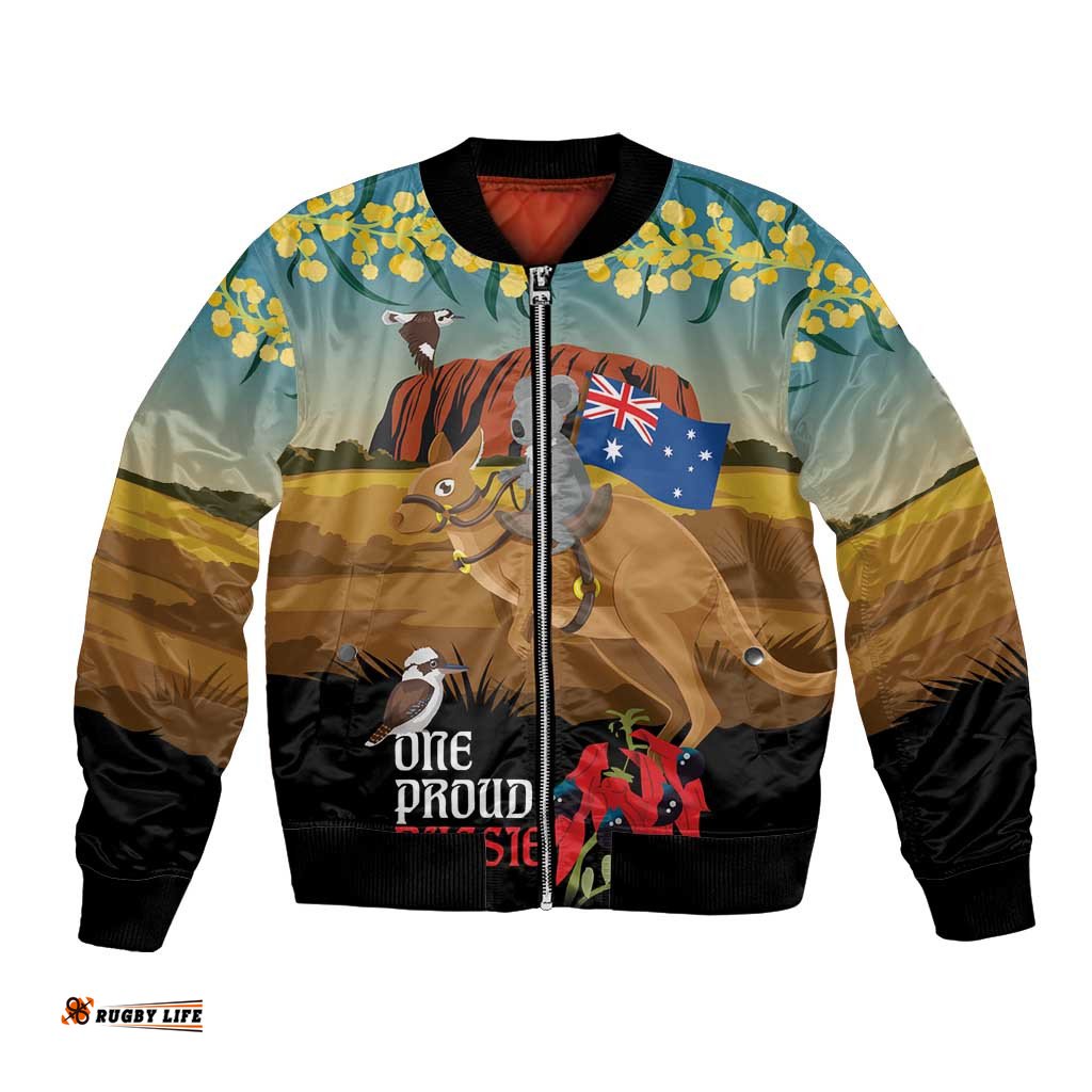 26 January One Proud Aussie Bomber Jacket Kangaroo and Koala Happy Australia Day LT9