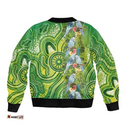 Budgerigar Australia Bomber Jacket Aussie Common Parakeet Indigenous Art LT14