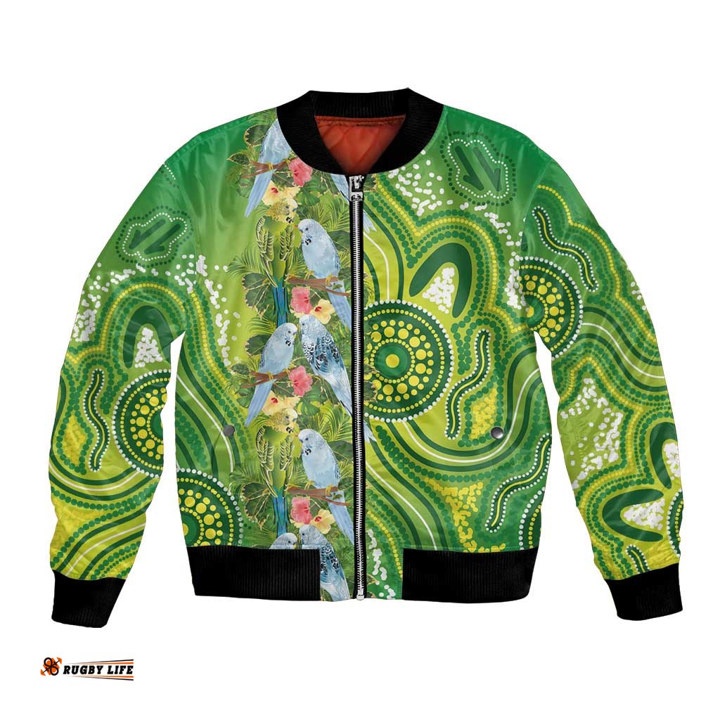 Budgerigar Australia Bomber Jacket Aussie Common Parakeet Indigenous Art LT14