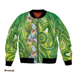 Budgerigar Australia Bomber Jacket Aussie Common Parakeet Indigenous Art LT14