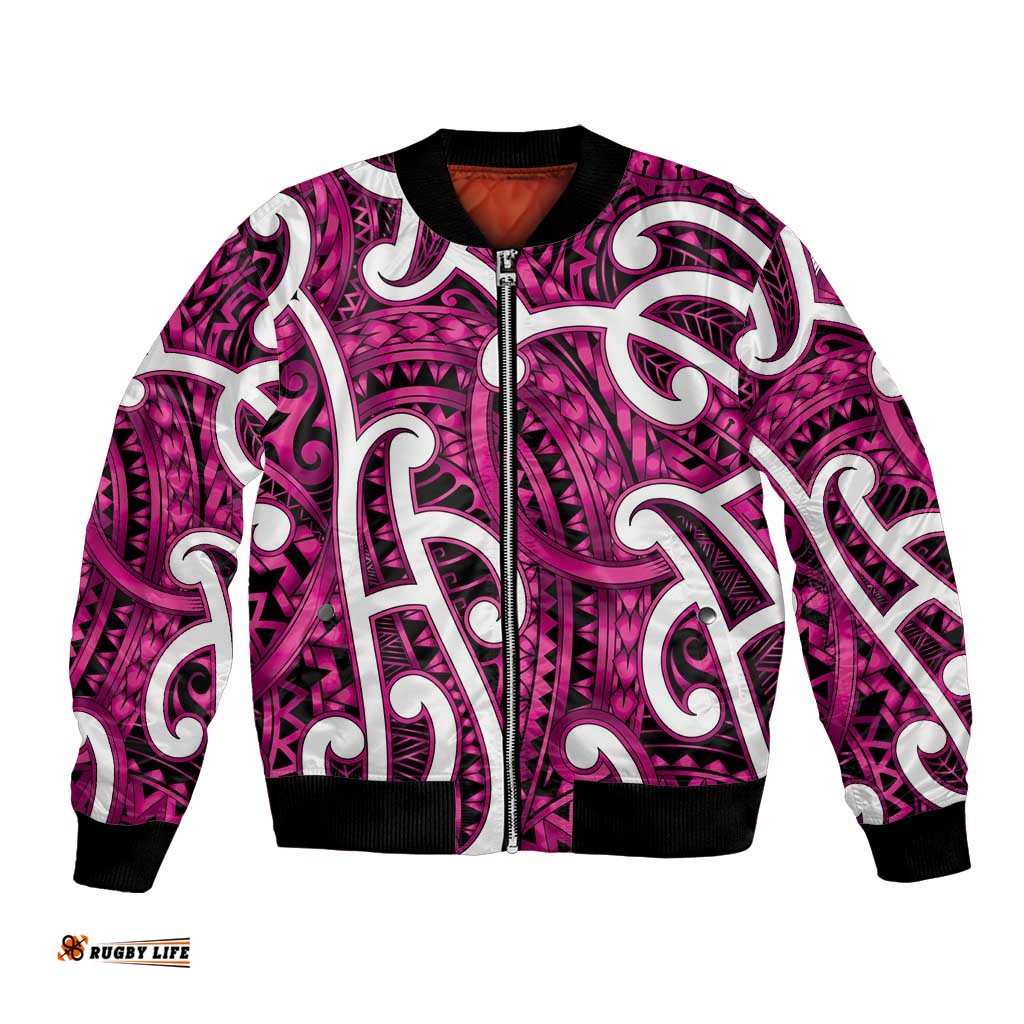 Aotearoa Maori Kowhaiwhai Bomber Jacket Mawhero Puhoro and Patiki LT9