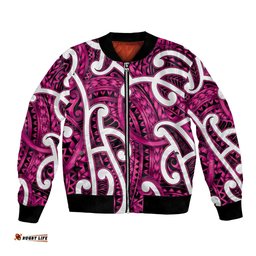 Aotearoa Maori Kowhaiwhai Bomber Jacket Mawhero Puhoro and Patiki LT9
