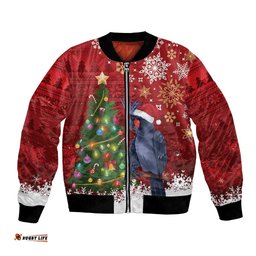 Australia Palm Cockatoo Christmas Bomber Jacket Goliath Cockatoo Santa Merry Chrissie LT14