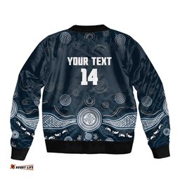 Custom Carlton Football Bomber Jacket Go Blues Aboriginal Art LT14