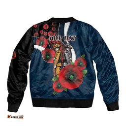 Carlton Blues ANZAC Personalised Bomber Jacket Lest We Forget Poppy Camo LT9