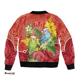 Budgerigar Australia Christmas Bomber Jacket Budgies Golden Wattle Aboriginal Red LT14