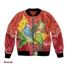 Budgerigar Australia Christmas Bomber Jacket Budgies Golden Wattle Aboriginal Red LT14