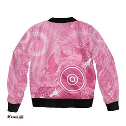 Australia Breast Cancer Awareness Bomber Jacket Pink Ribbon Manta Ray Aboriginal Art LT14