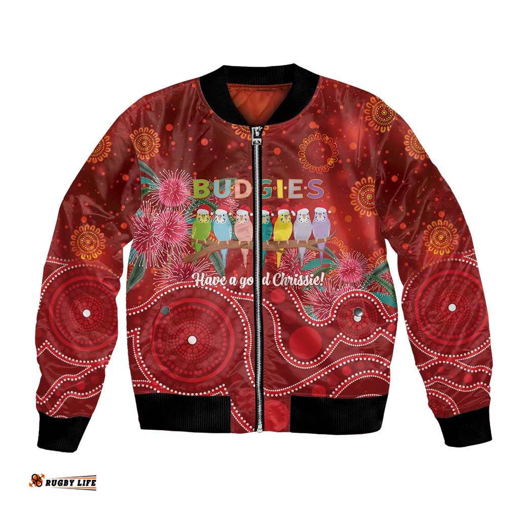 Australia Budgerigar Christmas Personalised Bomber Jacket Budgies Hakea Have A Good Chrissie LT14