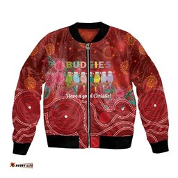 Australia Budgerigar Christmas Personalised Bomber Jacket Budgies Hakea Have A Good Chrissie LT14