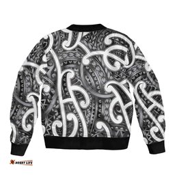 Aotearoa Maori Kowhaiwhai Bomber Jacket Kiwikiwi Puhoro and Patiki LT9