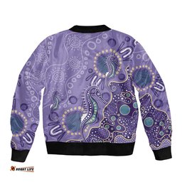 Australia Epilepsy Awareness Bomber Jacket Aboriginal Purple Ribbon with Seahorse LT7