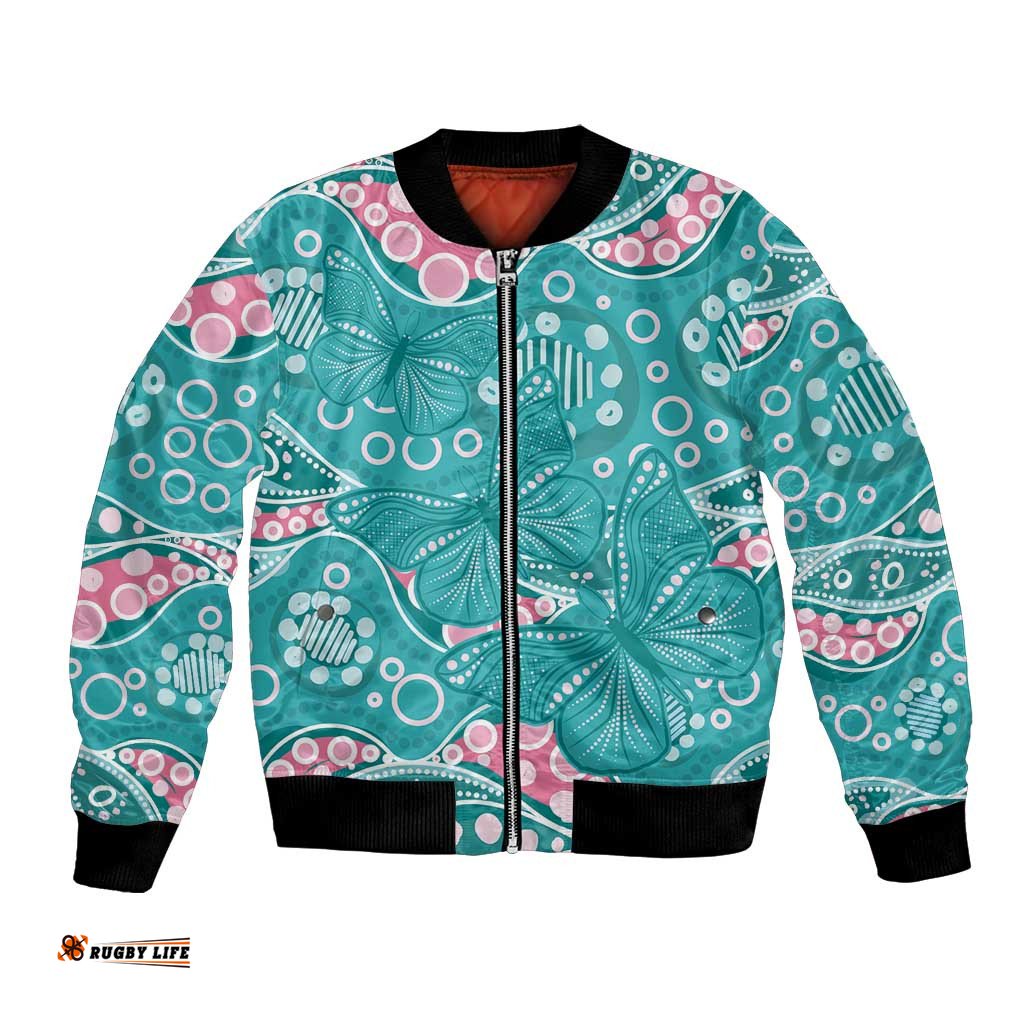 Australia Hereditary Cancer Awareness Bomber Jacket Aboriginal Butterflies LT7