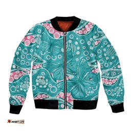Australia Hereditary Cancer Awareness Bomber Jacket Aboriginal Butterflies LT7