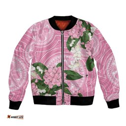 Australia Lilly Pilly Riberry Bomber Jacket Aussie Native Flowers Indigenous Art LT14