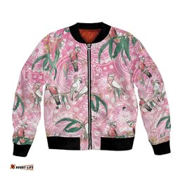 Australia Galah Aboriginal Bomber Jacket Breast Cancer Awareness LT7