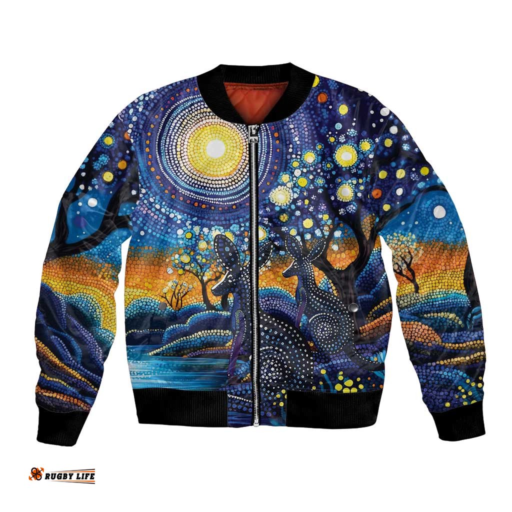 Australian Night Sky Landscape Bomber Jacket Aboriginal Dreamtime Story LT9