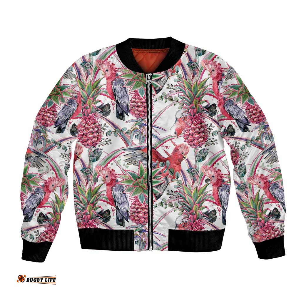 Australia Pink Galah Bomber Jacket Rose-breasted Cockatoo Pineapple Seamless Vibes LT14