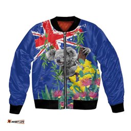 Australia Day Koala Bomber Jacket Aussie Aussie Aussie Oi Oi Oi Blue Color LT9
