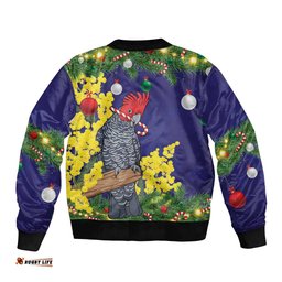 Australia Gang-gang Cockatoo Christmas Bomber Jacket Callocephalon Fimbriatum Golden Wattle Blue LT14