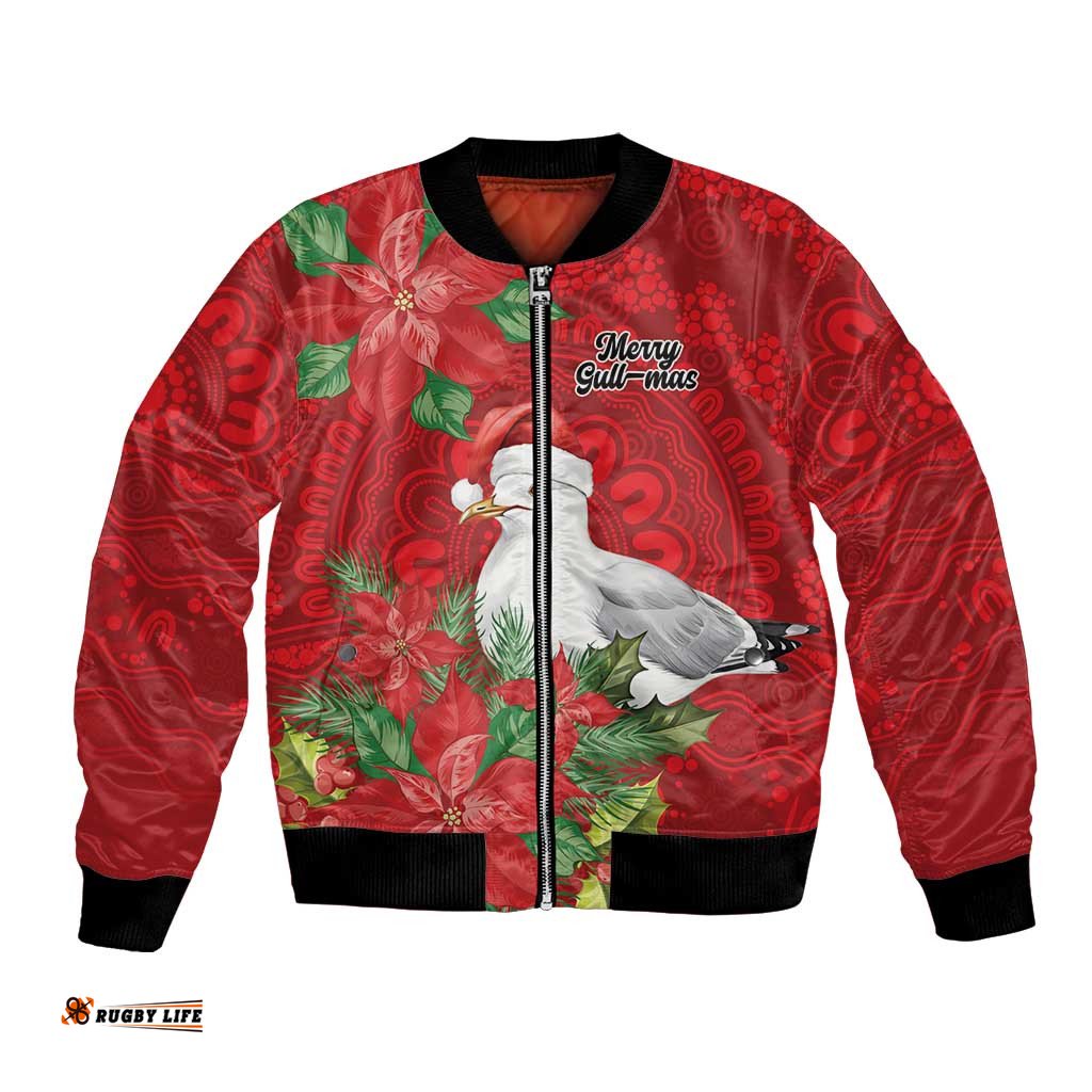 Australian Silver Gull Bomber Jacket Aboriginal Inspired Christmas LT9