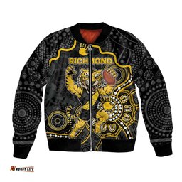 Custom Richmond Football Bomber Jacket Aboriginal Dot Art Pattern DT05