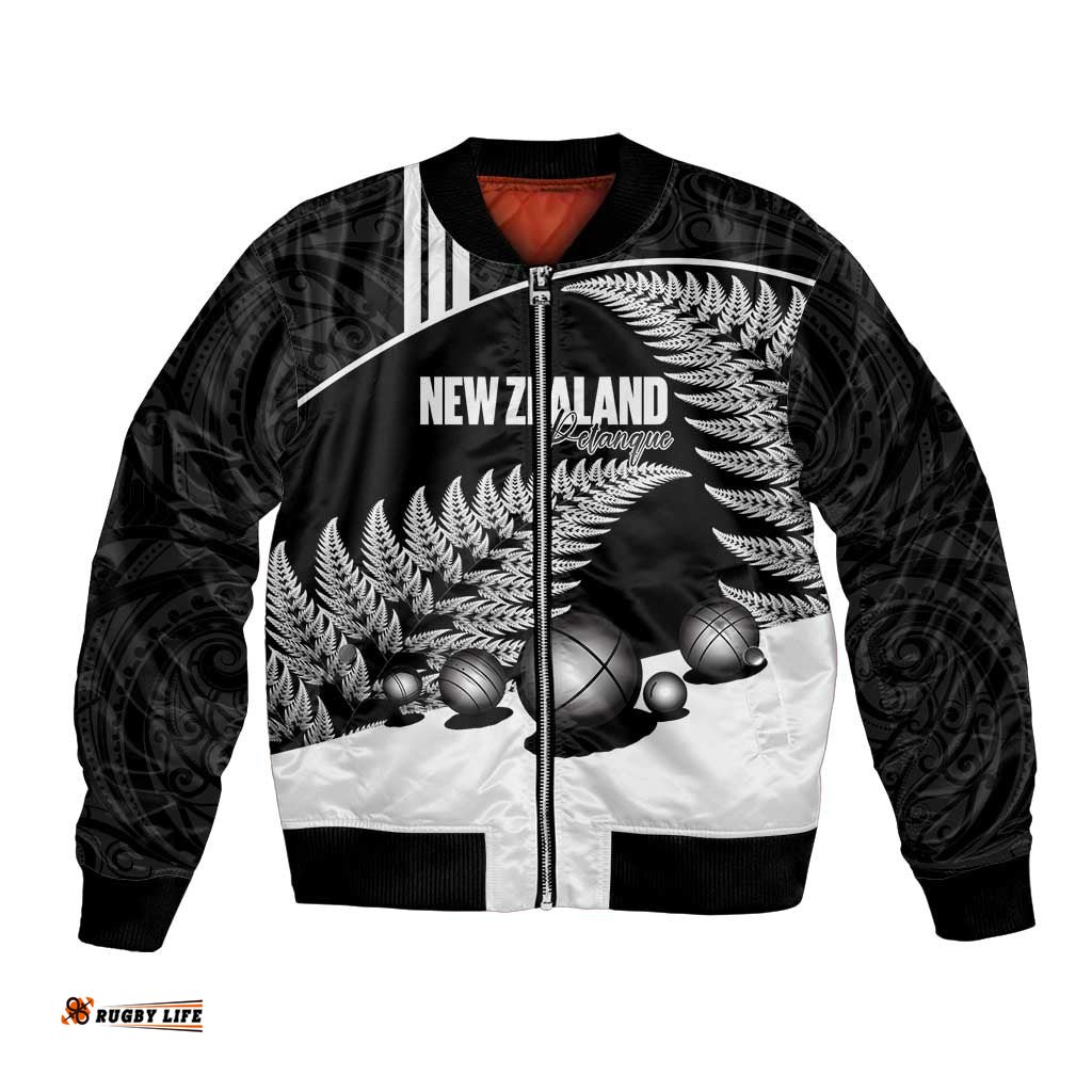 Custom New Zealand Silver Fern Petanque Bomber Jacket Aotearoa Maori Pattern LT14