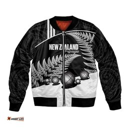 Custom New Zealand Silver Fern Petanque Bomber Jacket Aotearoa Maori Pattern LT14