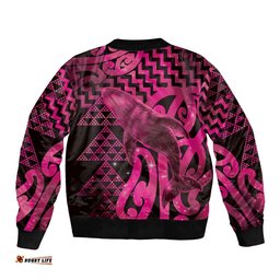 Humpback Whale Matariki New Zealand Bomber Jacket NZ Maori Paikea Poutama Luxury Pink LT14