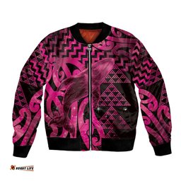Humpback Whale Matariki New Zealand Bomber Jacket NZ Maori Paikea Poutama Luxury Pink LT14