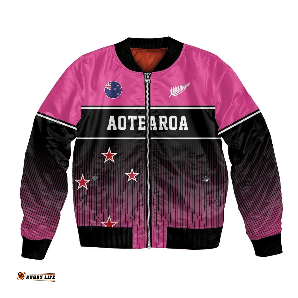 Custom New Zealand Women Cricket Bomber Jacket Pink Simple Style LT05