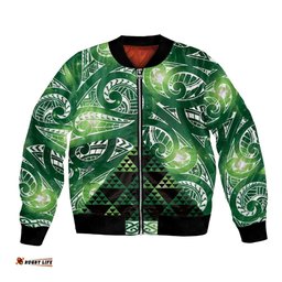 Matariki New Zealand Bomber Jacket NZ Niho Taniwha Maori New Year Green Galaxy LT14