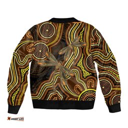 Orange Indigenous Dragonfly Australia Bomber Jacket Aboriginal Art LT14
