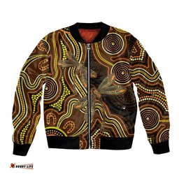 Orange Indigenous Dragonfly Australia Bomber Jacket Aboriginal Art LT14