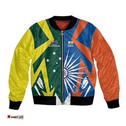 India vs Australia Custom Bomber Jacket Blue vs Gold Cricket Heritage LT9