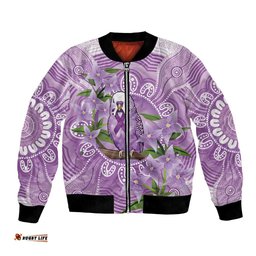 Epilepsy Awareness Budgerigar Australia Bomber Jacket Budgie Purple Ribbon Boronia Aboriginal LT14