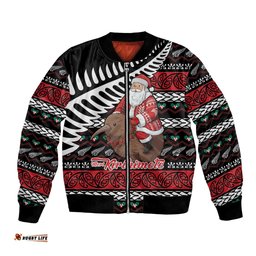 New Zealand Kiwi Santa Christmas Bomber Jacket He Wairua Kirihimete LT9