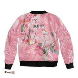 Personalised Galah Cockatoo Eucalyptus Flowers Bomber Jacket Australian Breast Cancer Spirit LT9