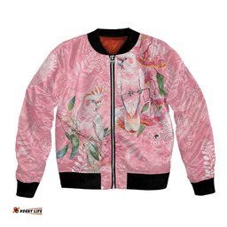 Personalised Galah Cockatoo Eucalyptus Flowers Bomber Jacket Australian Breast Cancer Spirit LT9