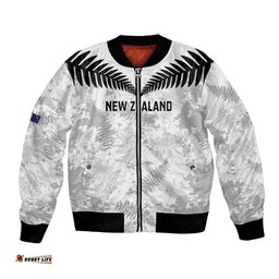 Custom New Zealand Silver Fern Football Bomber Jacket Go Aotearoa Grunge White LT14