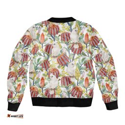Little Corella Australia Cockatoo Bomber Jacket Cacatua Sanguinea Banksia Seamless White LT14